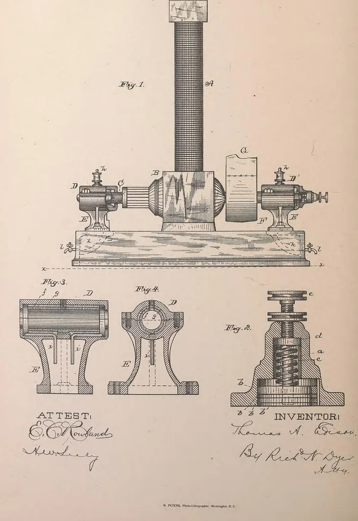 An illustration from Collection of United States patents granted to Thomas A. Edison, 1869-1884, 1869, leaf 1729