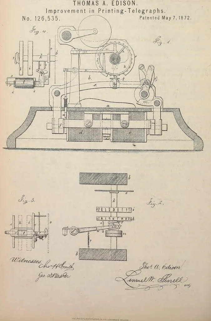 An illustration from Collection of United States patents granted to Thomas A. Edison, 1869-1884, 1869, leaf 181
