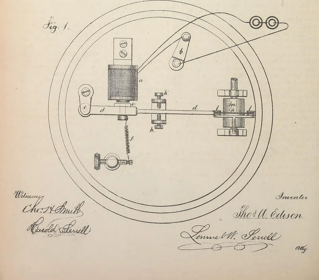 An illustration from Collection of United States patents granted to Thomas A. Edison, 1869-1884, 1869, leaf 209