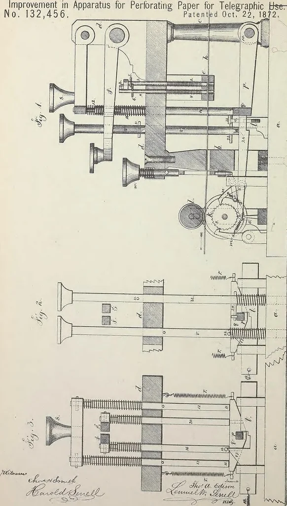 An illustration from Collection of United States patents granted to Thomas A. Edison, 1869-1884, 1869, leaf 271