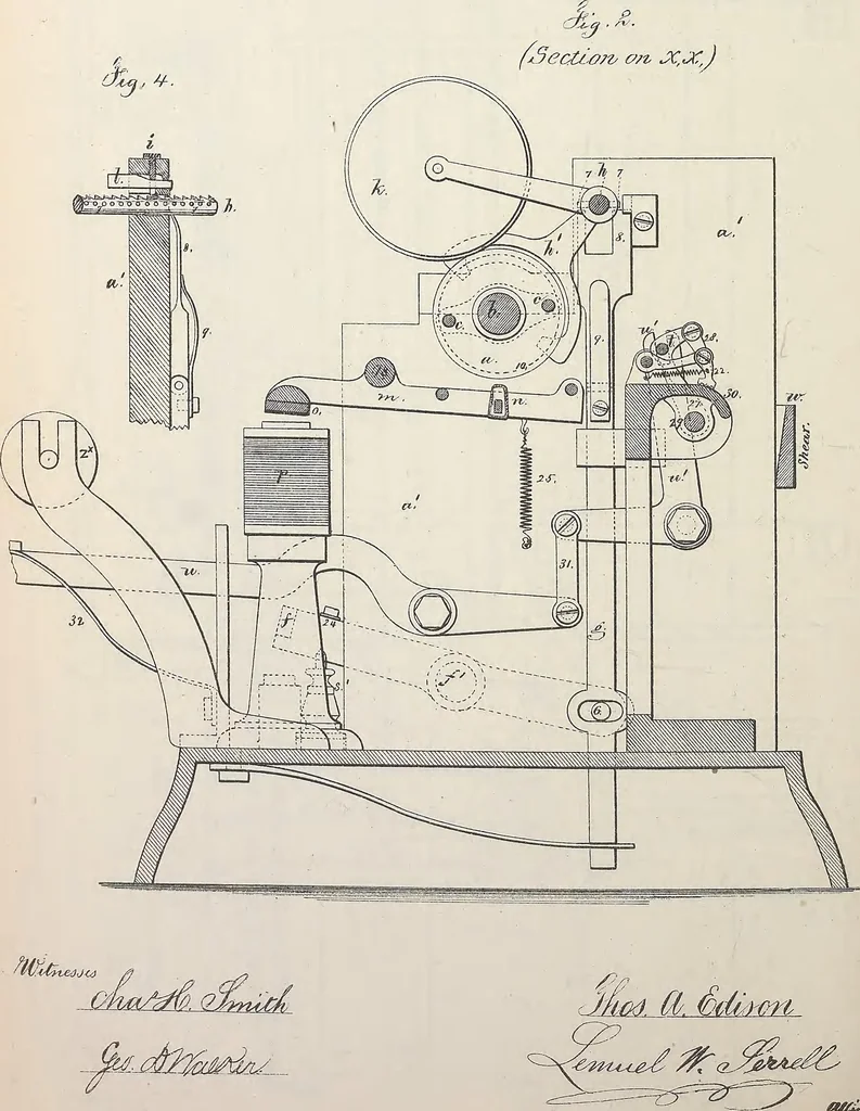 An illustration from Collection of United States patents granted to Thomas A. Edison, 1869-1884, 1869, leaf 283