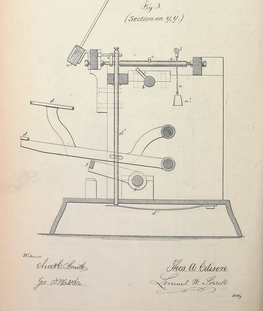 An illustration from Collection of United States patents granted to Thomas A. Edison, 1869-1884, 1869, leaf 285