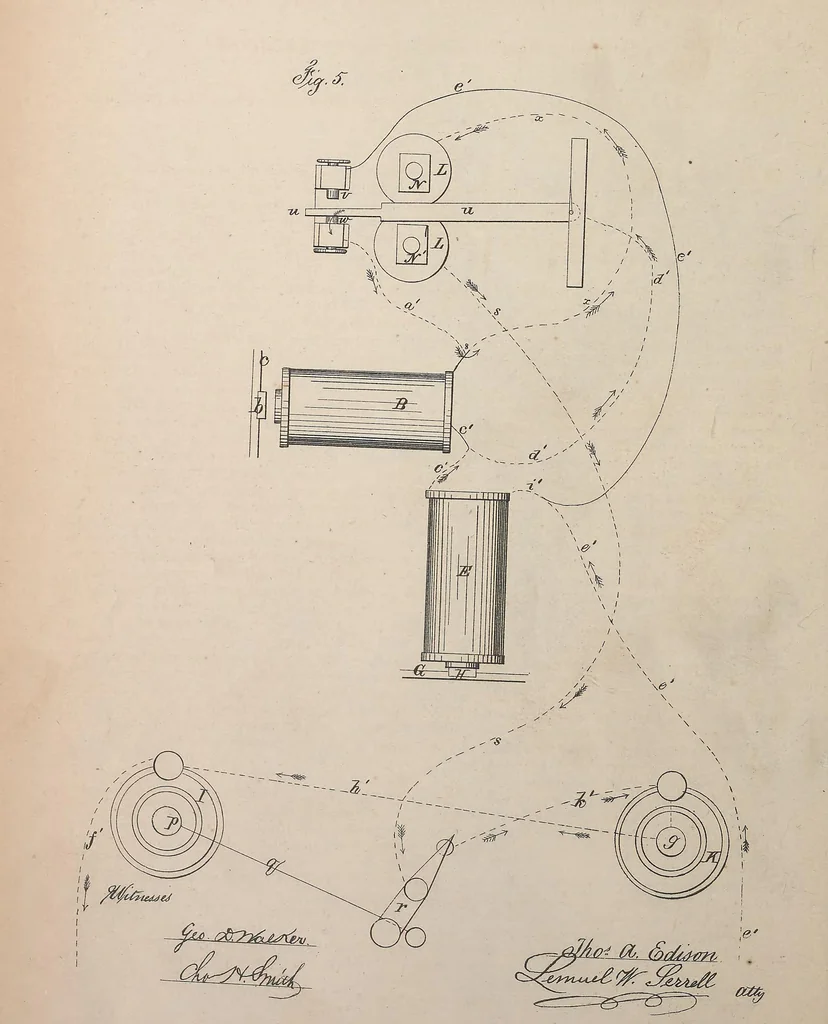 An illustration from Collection of United States patents granted to Thomas A. Edison, 1869-1884, 1869, leaf 29