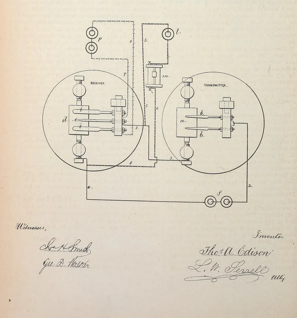 An illustration from Collection of United States patents granted to Thomas A. Edison, 1869-1884, 1869, leaf 293