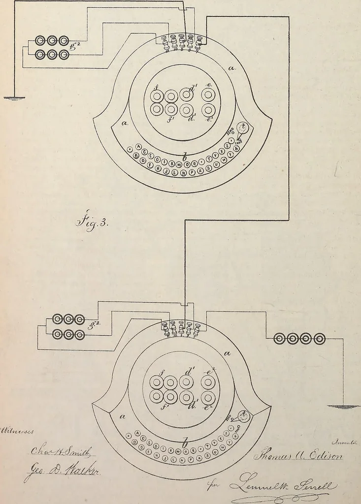 An illustration from Collection of United States patents granted to Thomas A. Edison, 1869-1884, 1869, leaf 331