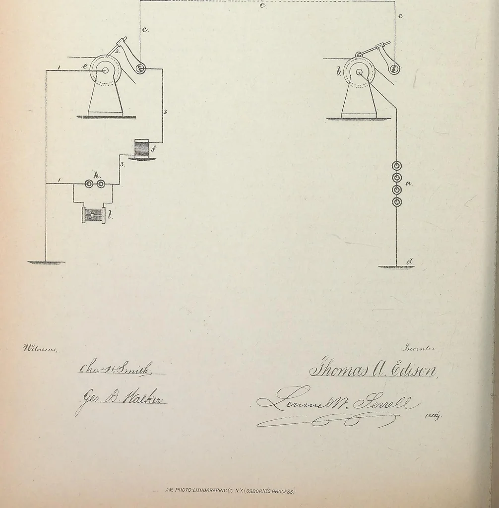 An illustration from Collection of United States patents granted to Thomas A. Edison, 1869-1884, 1869, leaf 339