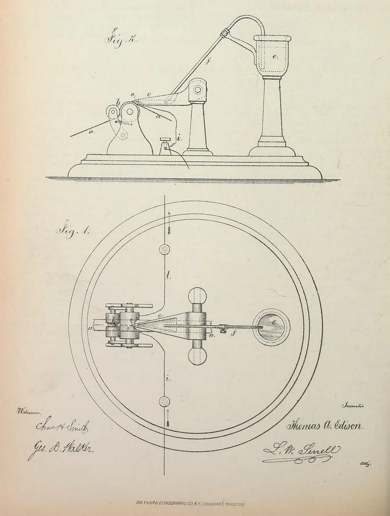 An illustration from Collection of United States patents granted to Thomas A. Edison, 1869-1884, 1869, leaf 347