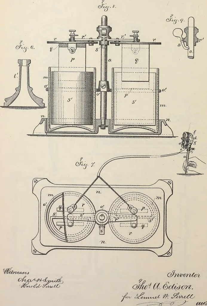 An illustration from Collection of United States patents granted to Thomas A. Edison, 1869-1884, 1869, leaf 503