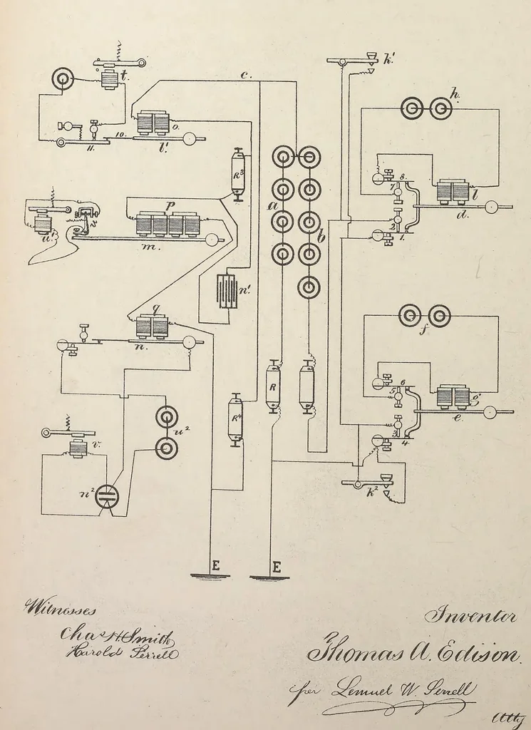 An illustration from Collection of United States patents granted to Thomas A. Edison, 1869-1884, 1869, leaf 511