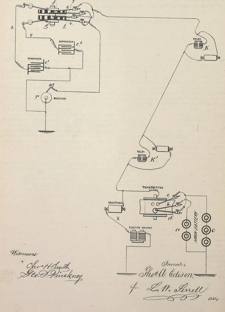 An illustration from Collection of United States patents granted to Thomas A. Edison, 1869-1884, 1869, leaf 531