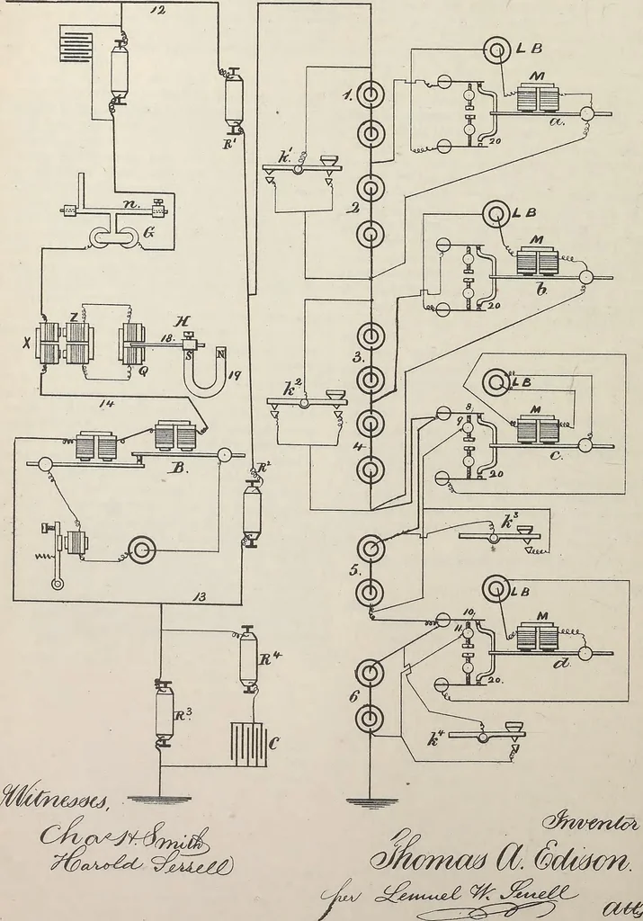 An illustration from Collection of United States patents granted to Thomas A. Edison, 1869-1884, 1869, leaf 551