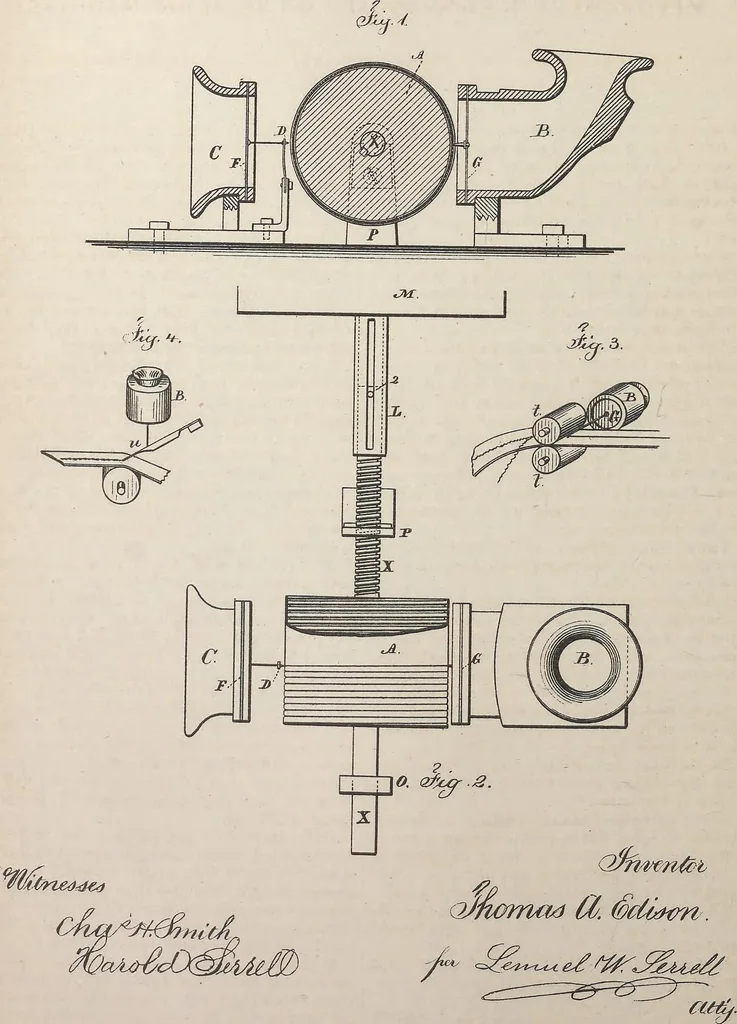 An illustration from Collection of United States patents granted to Thomas A. Edison, 1869-1884, 1869, leaf 559