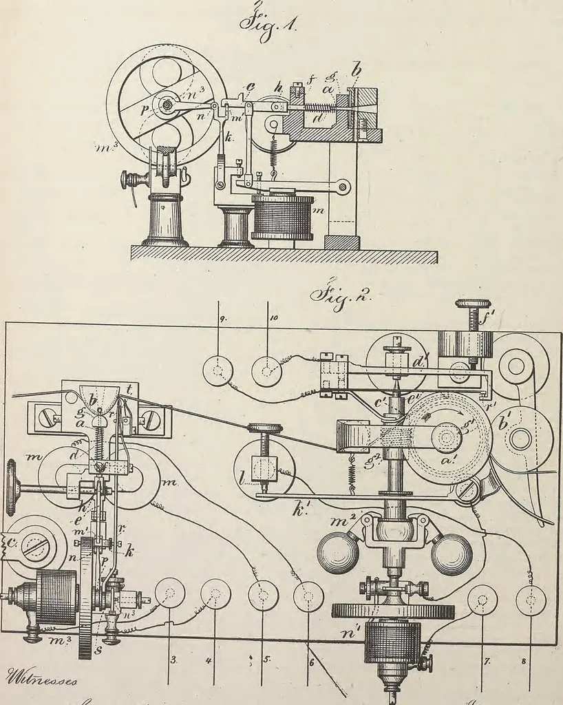 An illustration from Collection of United States patents granted to Thomas A. Edison, 1869-1884, 1869, leaf 569