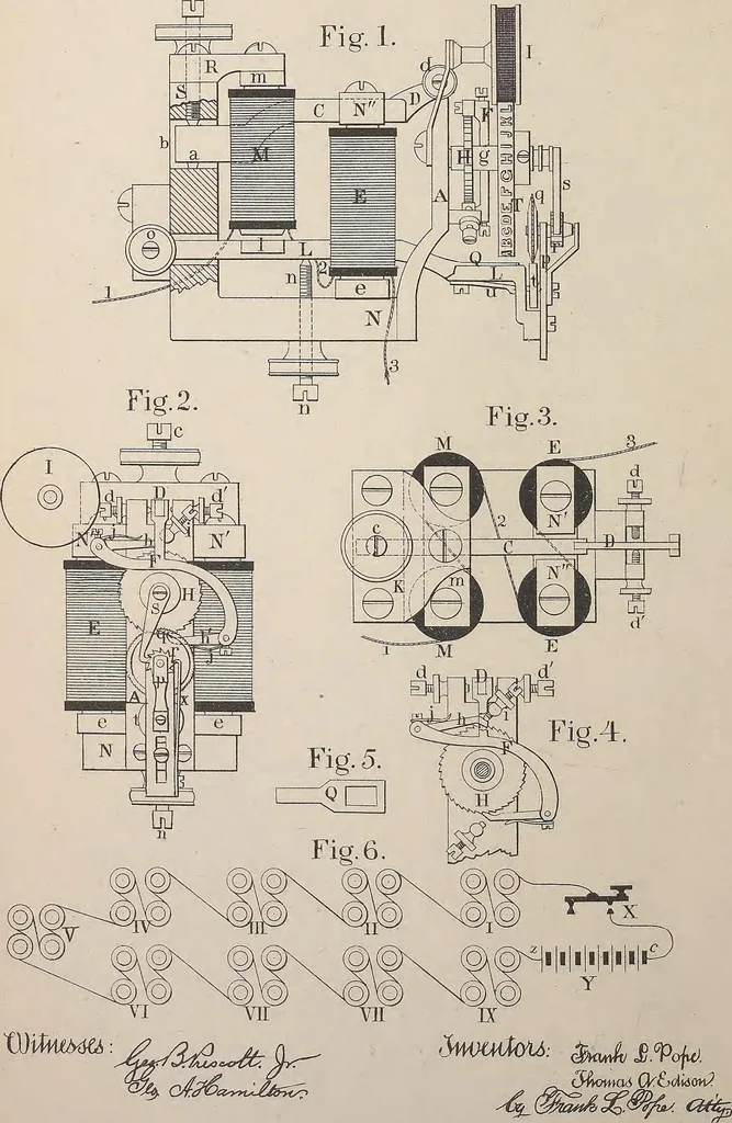 An illustration from Collection of United States patents granted to Thomas A. Edison, 1869-1884, 1869, leaf 57
