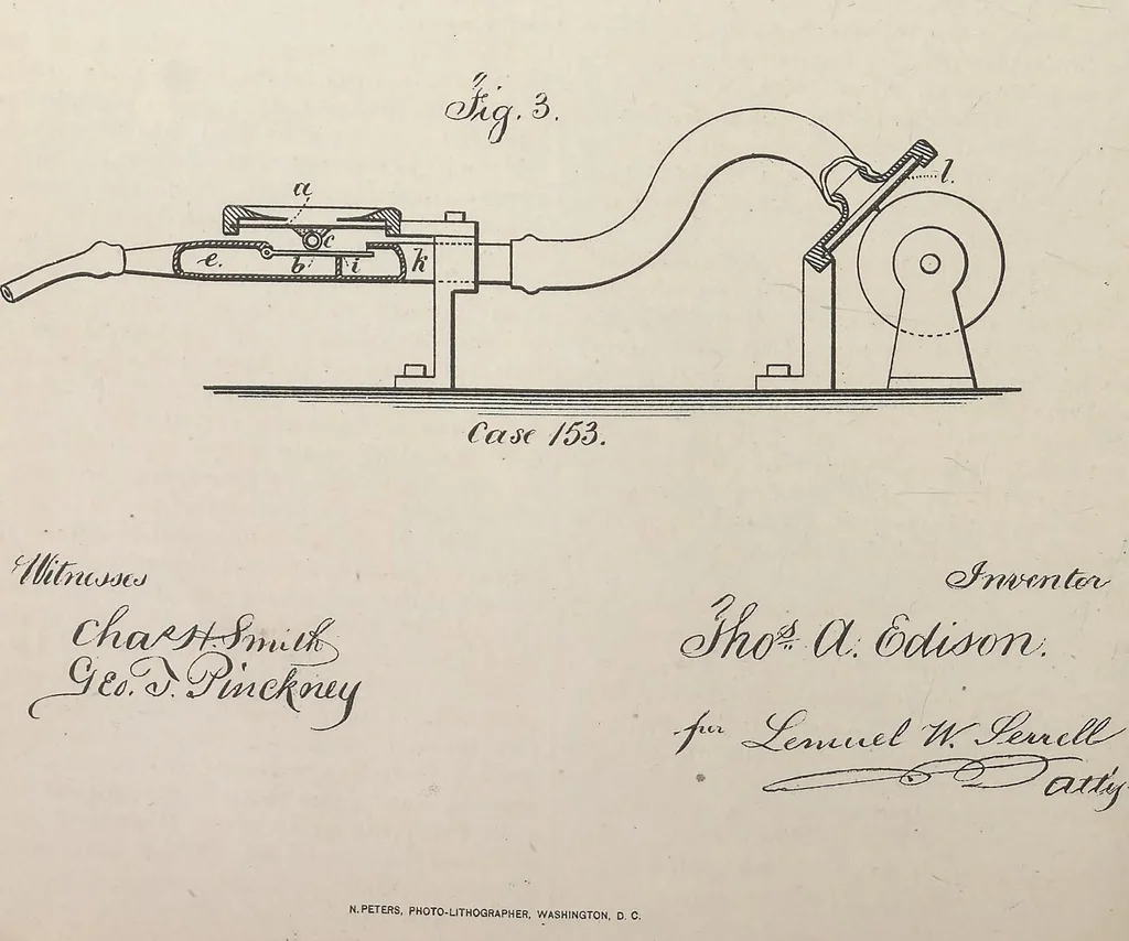 An illustration from Collection of United States patents granted to Thomas A. Edison, 1869-1884, 1869, leaf 575