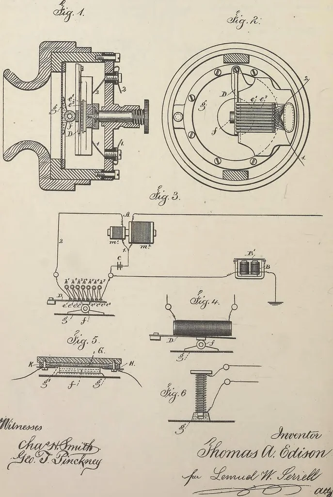 An illustration from Collection of United States patents granted to Thomas A. Edison, 1869-1884, 1869, leaf 579