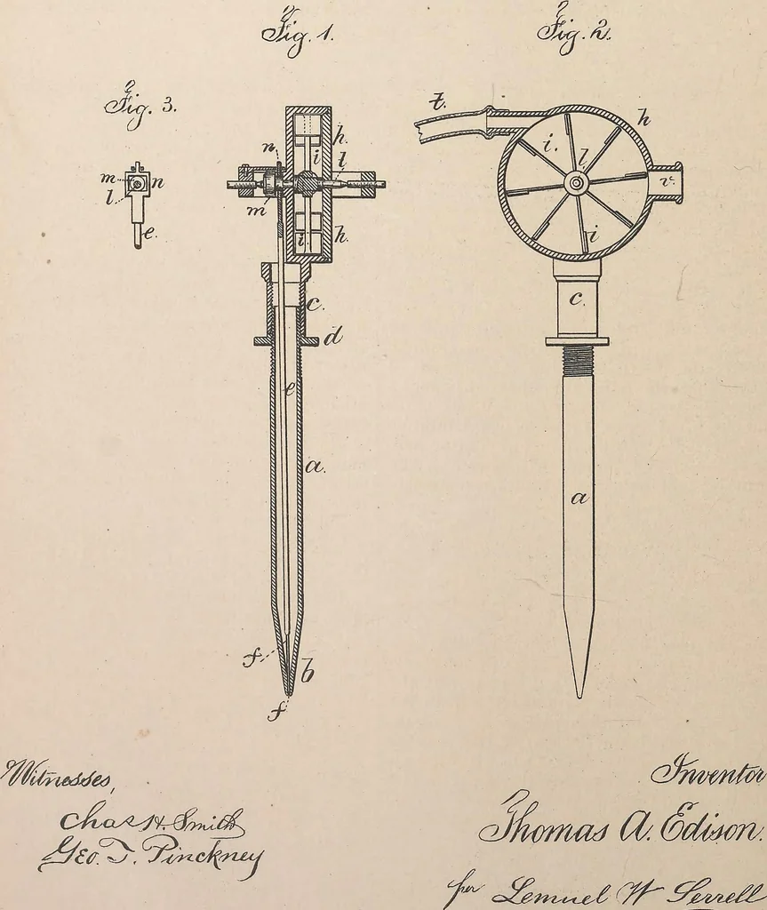 An illustration from Collection of United States patents granted to Thomas A. Edison, 1869-1884, 1869, leaf 617