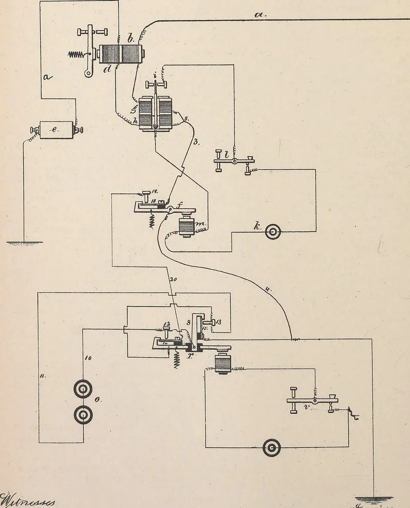 An illustration from Collection of United States patents granted to Thomas A. Edison, 1869-1884, 1869, leaf 621