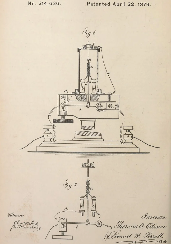 An illustration from Collection of United States patents granted to Thomas A. Edison, 1869-1884, 1869, leaf 655
