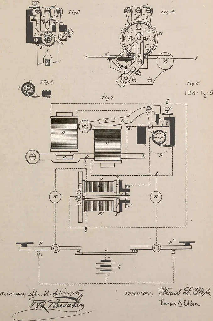 An illustration from Collection of United States patents granted to Thomas A. Edison, 1869-1884, 1869, leaf 68