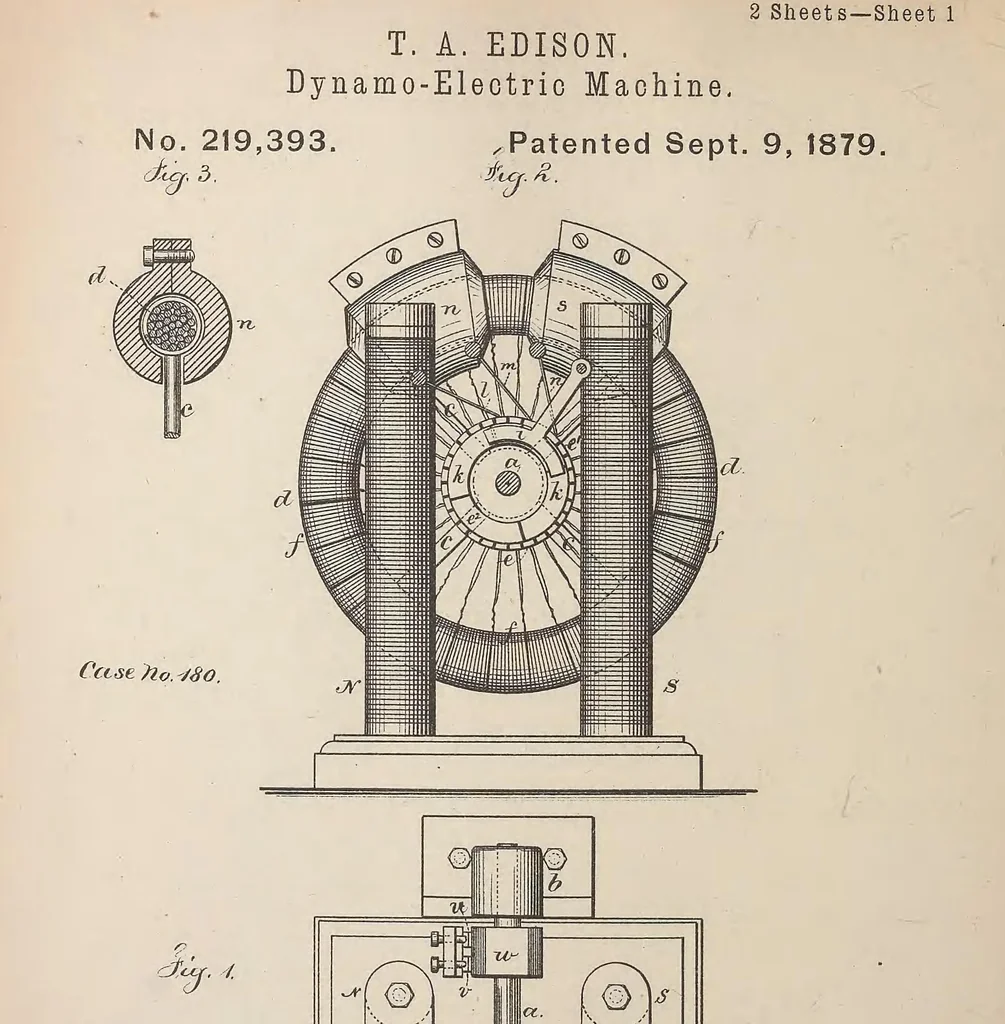 An illustration from Collection of United States patents granted to Thomas A. Edison, 1869-1884, 1869, leaf 683