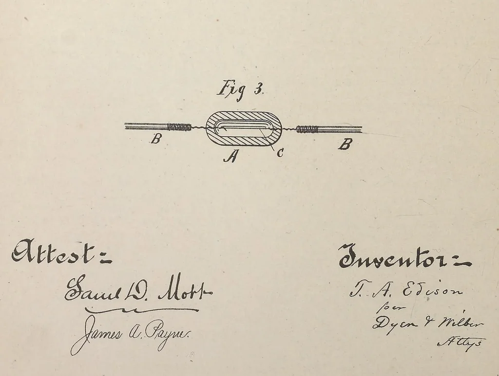 An illustration from Collection of United States patents granted to Thomas A. Edison, 1869-1884, 1869, leaf 721