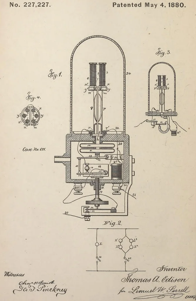 An illustration from Collection of United States patents granted to Thomas A. Edison, 1869-1884, 1869, leaf 725