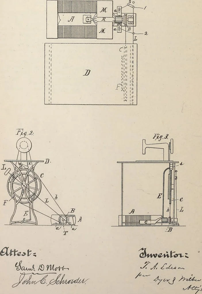 An illustration from Collection of United States patents granted to Thomas A. Edison, 1869-1884, 1869, leaf 749