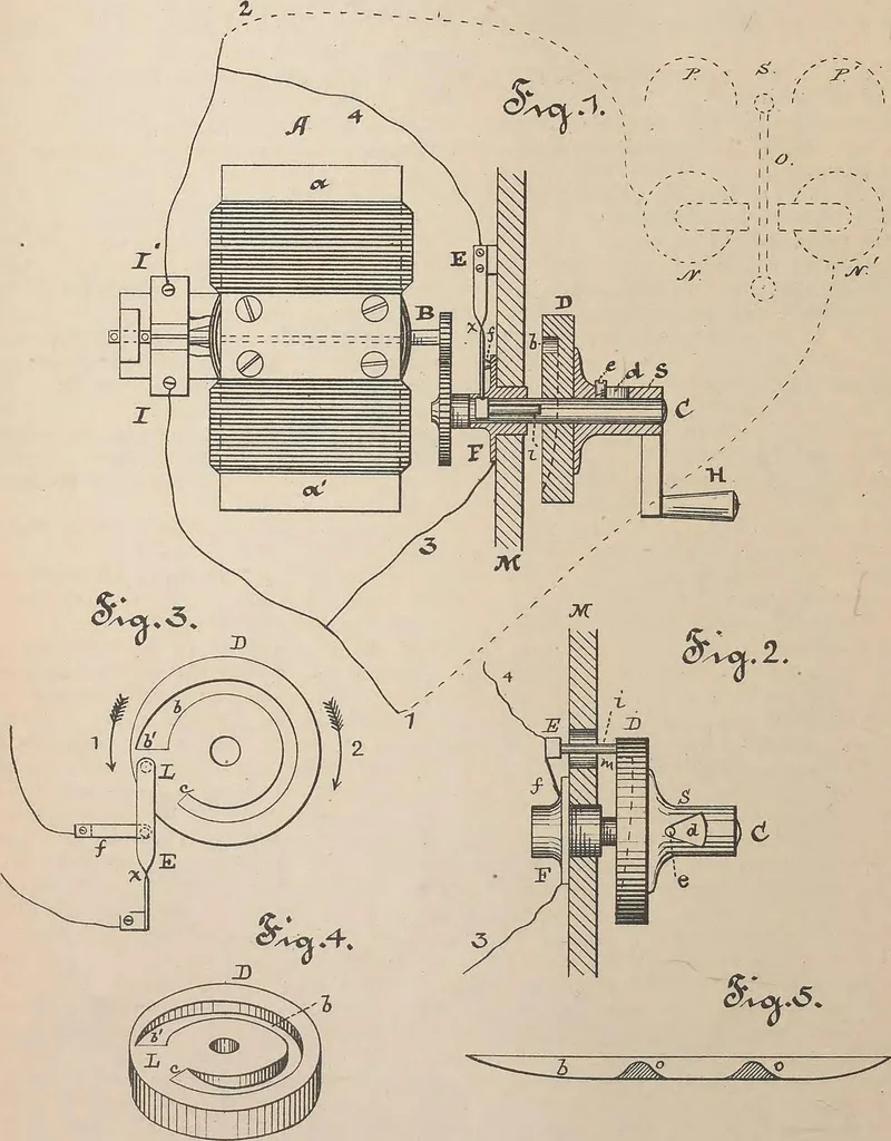An illustration from Collection of United States patents granted to Thomas A. Edison, 1869-1884, 1869, leaf 773