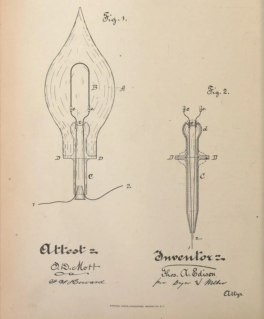 An illustration from Collection of United States patents granted to Thomas A. Edison, 1869-1884, 1869, leaf 787