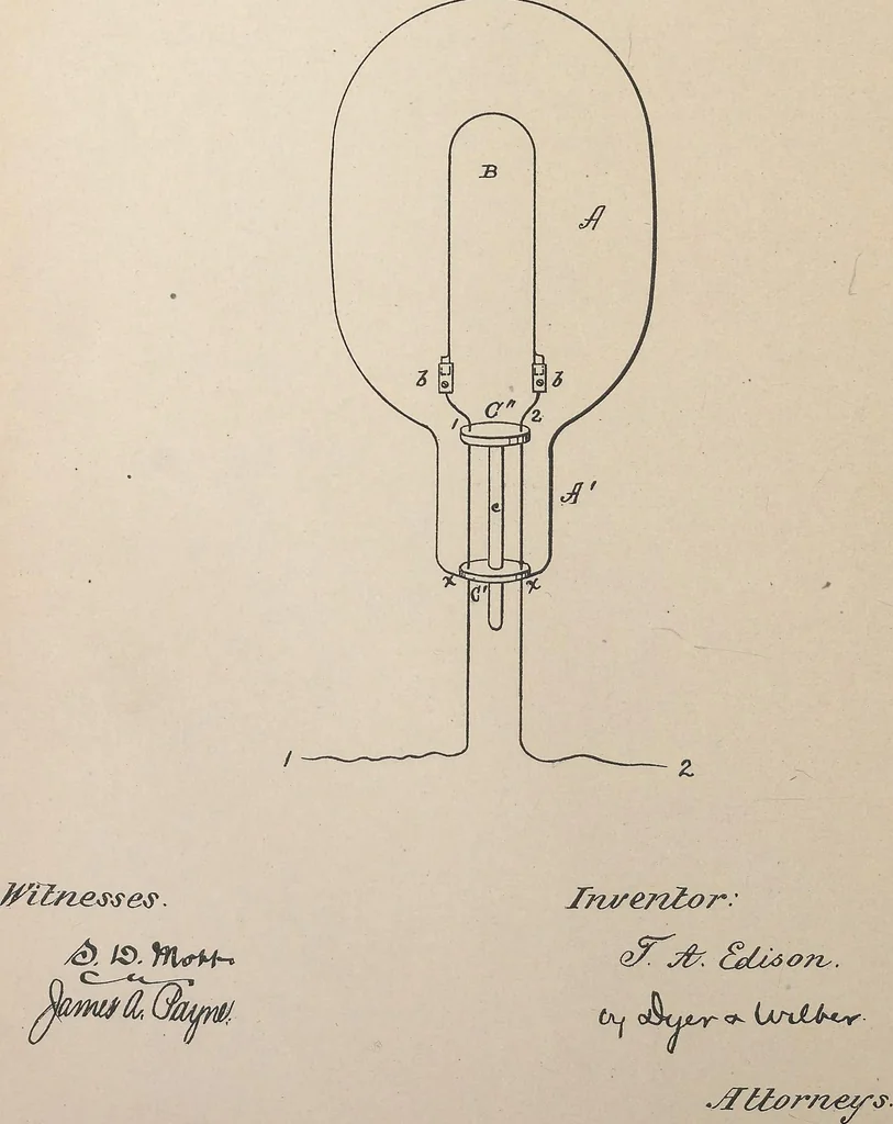 An illustration from Collection of United States patents granted to Thomas A. Edison, 1869-1884, 1869, leaf 803