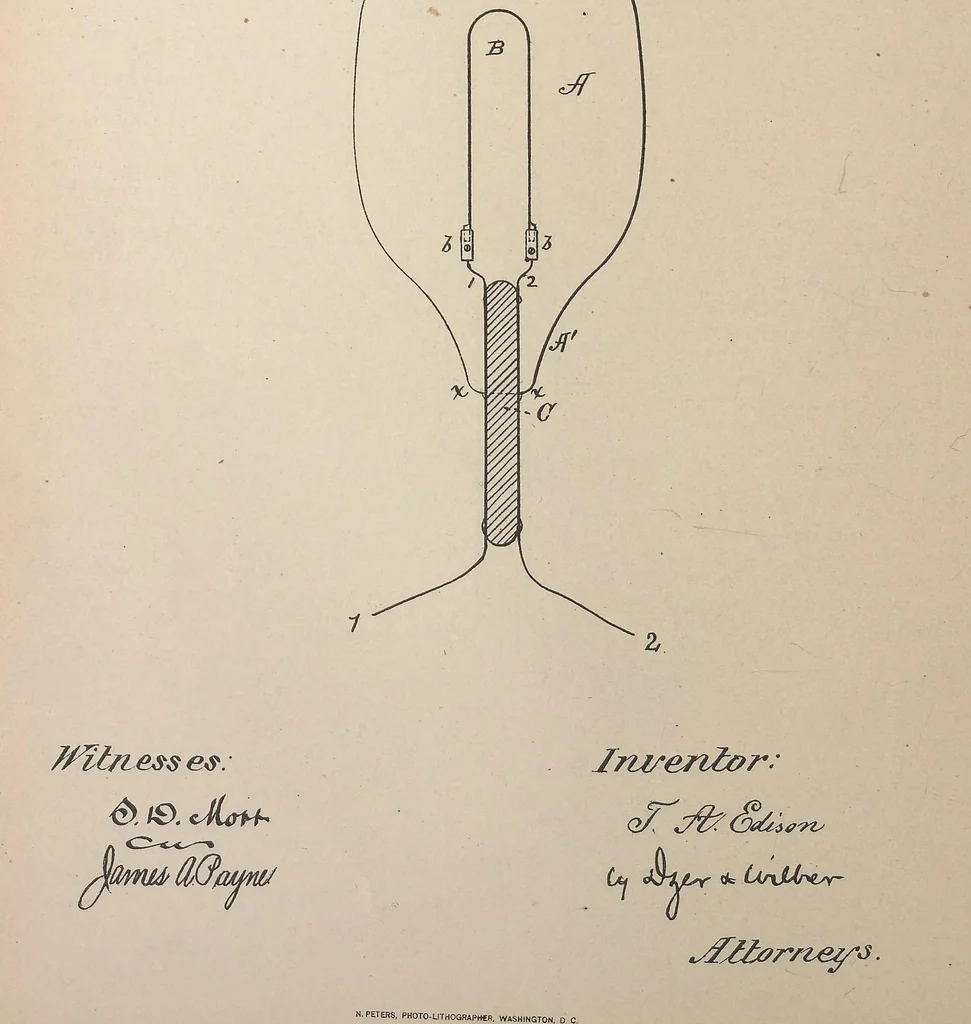 An illustration from Collection of United States patents granted to Thomas A. Edison, 1869-1884, 1869, leaf 805