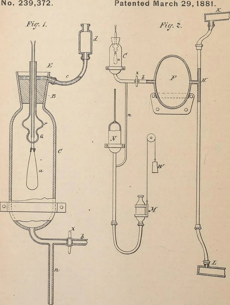 An illustration from Collection of United States patents granted to Thomas A. Edison, 1869-1884, 1869, leaf 813