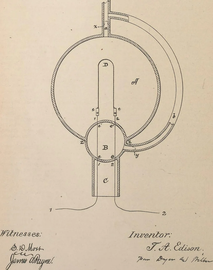 An illustration from Collection of United States patents granted to Thomas A. Edison, 1869-1884, 1869, leaf 833