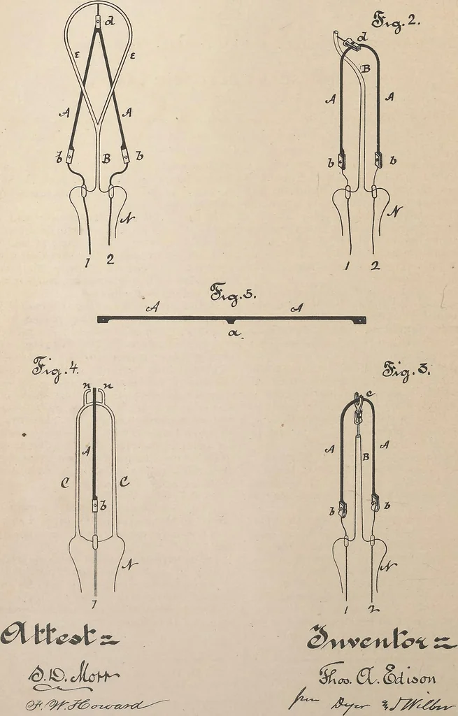 An illustration from Collection of United States patents granted to Thomas A. Edison, 1869-1884, 1869, leaf 837