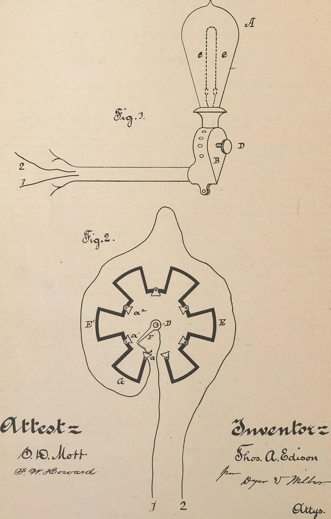 An illustration from Collection of United States patents granted to Thomas A. Edison, 1869-1884, 1869, leaf 841