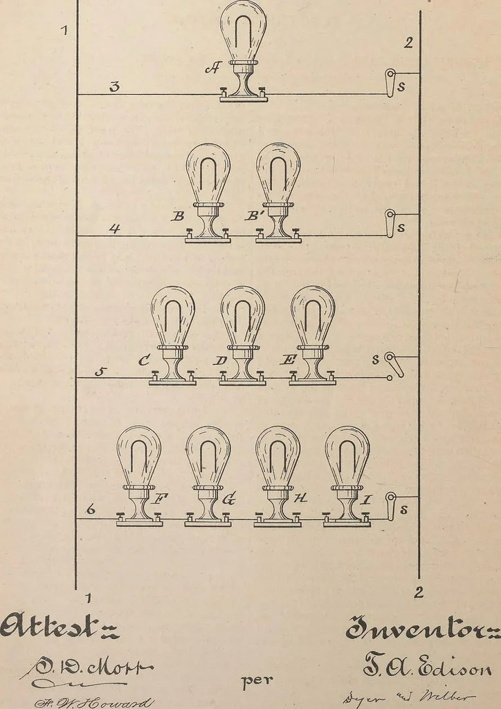 An illustration from Collection of United States patents granted to Thomas A. Edison, 1869-1884, 1869, leaf 849