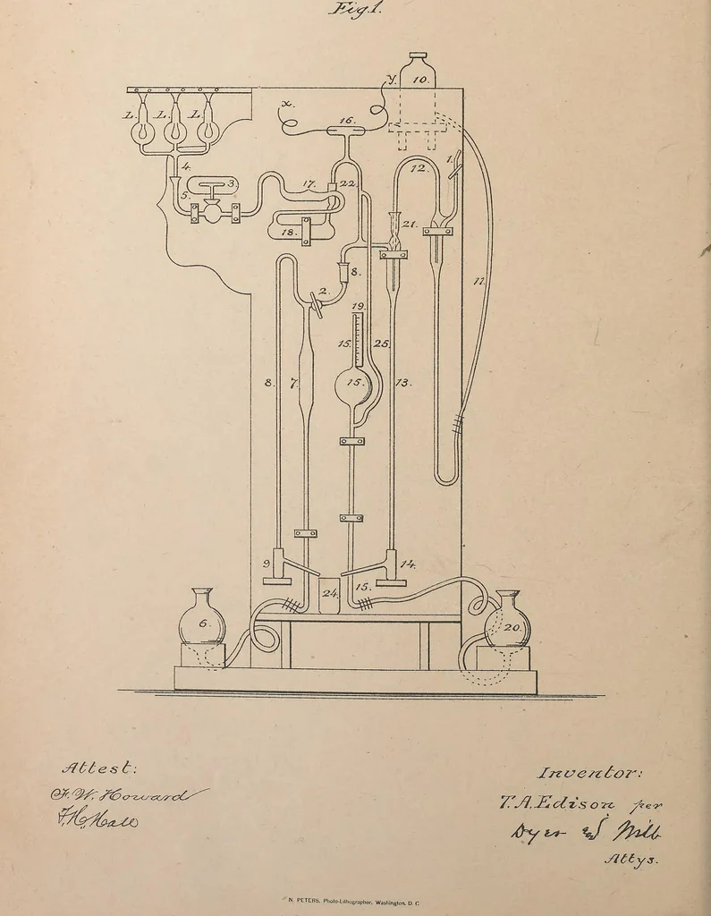 An illustration from Collection of United States patents granted to Thomas A. Edison, 1869-1884, 1869, leaf 867