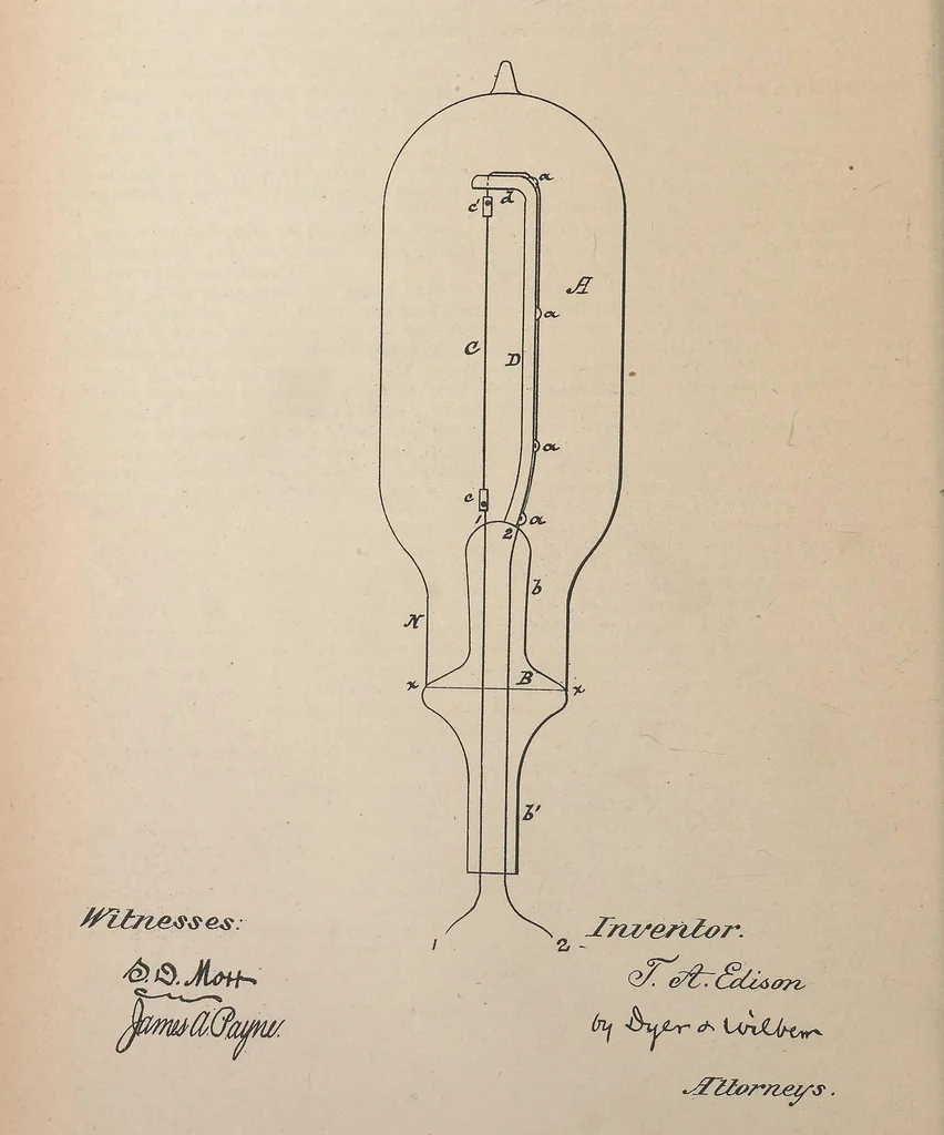 An illustration from Collection of United States patents granted to Thomas A. Edison, 1869-1884, 1869, leaf 977