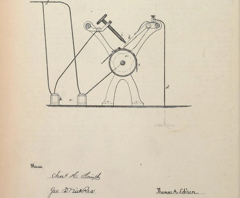 An illustration from Collection of United States patents granted to Thomas A. Edison, 1869-1884, 1869, leaf 99