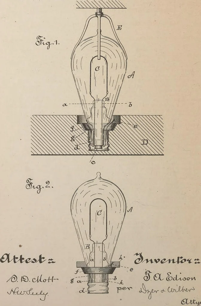 An illustration from Collection of United States patents granted to Thomas A. Edison, 1869-1884, 1869, leaf 991