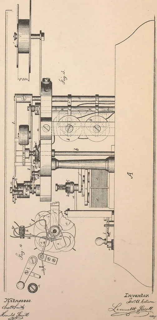 An illustration from Collection of United States patents granted to Thomas A. Edison, 1869-1884, 1869, leaf 107
