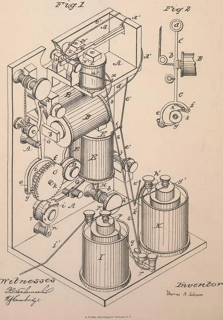An illustration from Collection of United States patents granted to Thomas A. Edison, 1869-1884, 1869, leaf 11