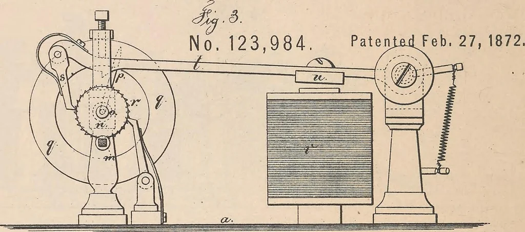 An illustration from Collection of United States patents granted to Thomas A. Edison, 1869-1884, 1869, leaf 121