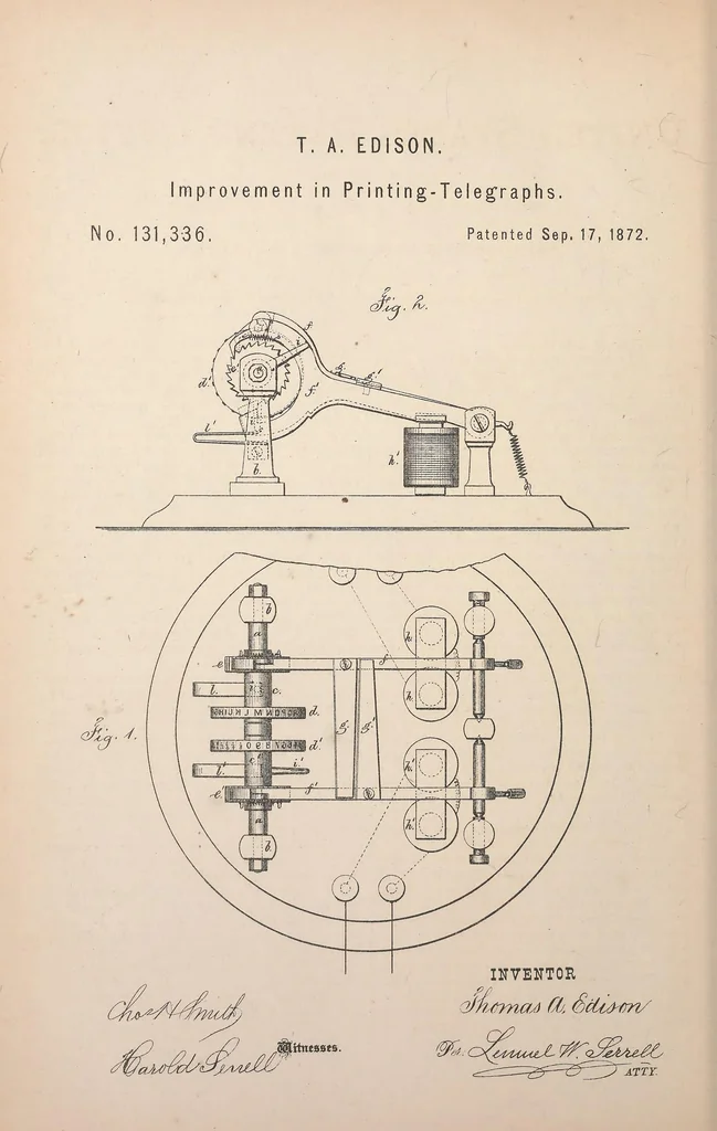 An illustration from Collection of United States patents granted to Thomas A. Edison, 1869-1884, 1869, leaf 209