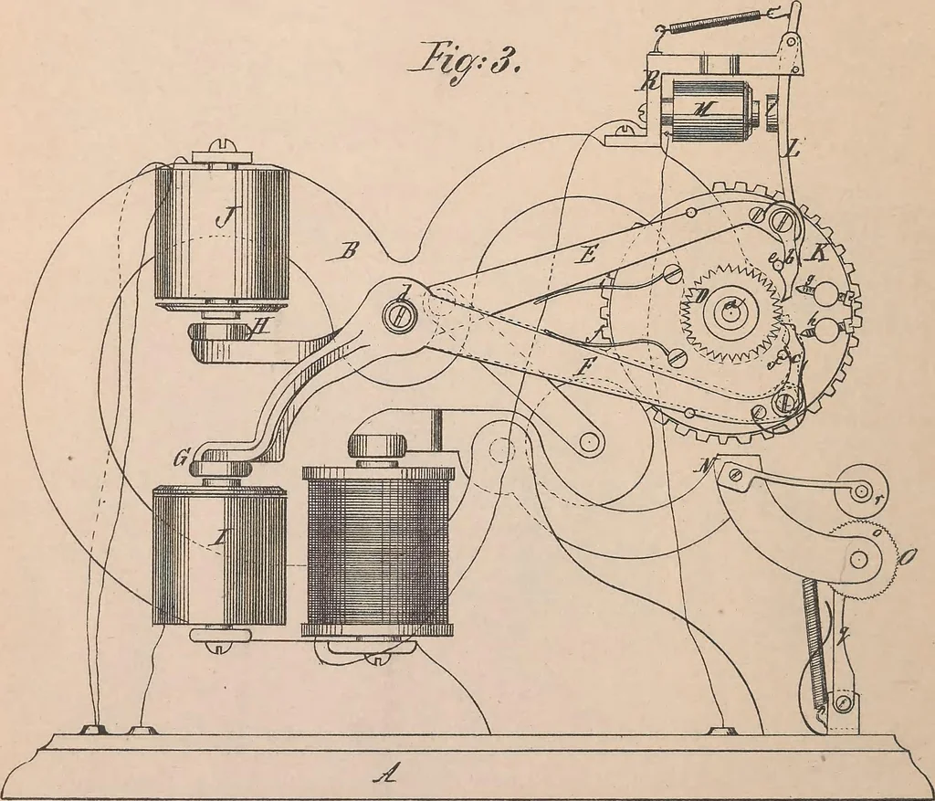 An illustration from Collection of United States patents granted to Thomas A. Edison, 1869-1884, 1869, leaf 21