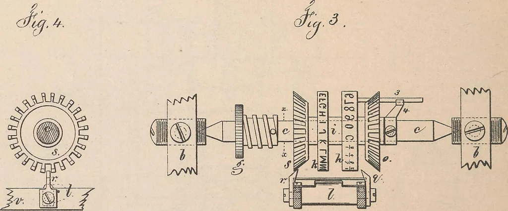 An illustration from Collection of United States patents granted to Thomas A. Edison, 1869-1884, 1869, leaf 215