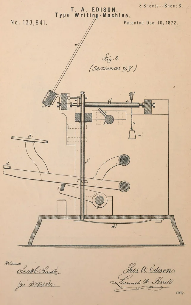 An illustration from Collection of United States patents granted to Thomas A. Edison, 1869-1884, 1869, leaf 267