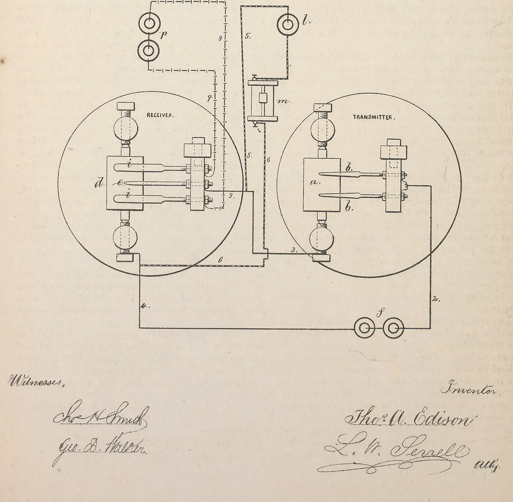 An illustration from Collection of United States patents granted to Thomas A. Edison, 1869-1884, 1869, leaf 277