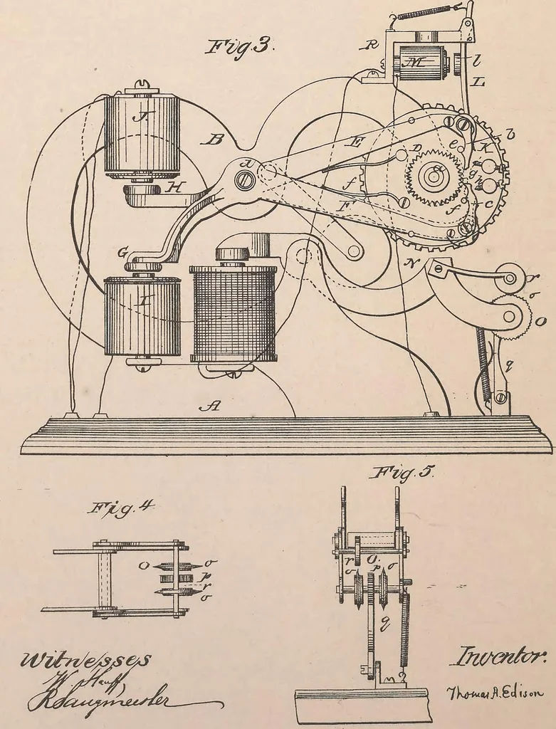 An illustration from Collection of United States patents granted to Thomas A. Edison, 1869-1884, 1869, leaf 31